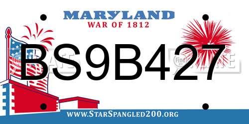 BS9B427 Maryland License Plate