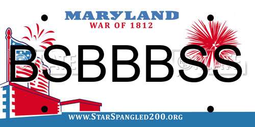 BSBBBSS Maryland License Plate