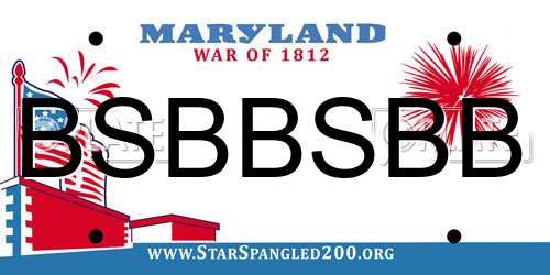 BSBBSBB Maryland License Plate