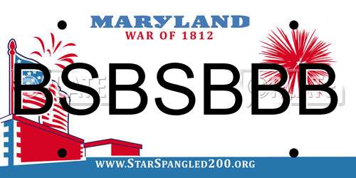 BSBSBBB Maryland License Plate