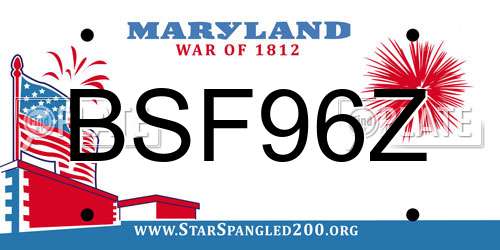 BSF96Z Maryland License Plate