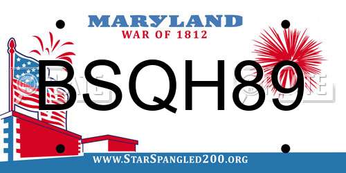 BSQH89 Maryland License Plate