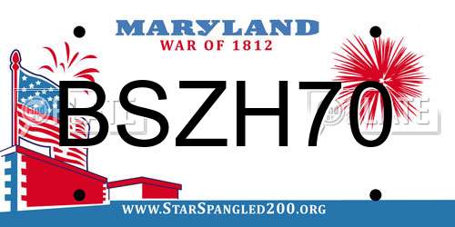 BSZH70 Maryland License Plate