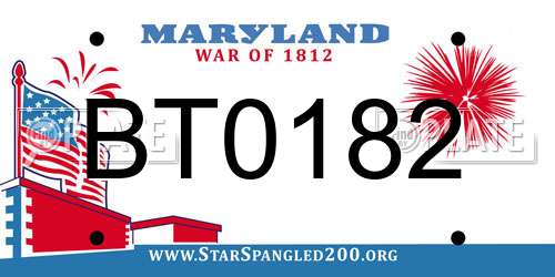 BT0182 Maryland License Plate