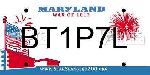 BT1P7L Maryland License Plate
