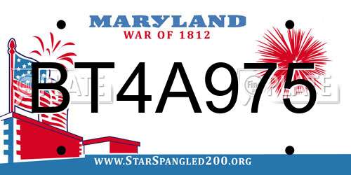 BT4A975 Maryland License Plate