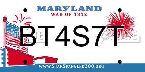 BT4S7T Maryland License Plate