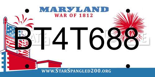 BT4T688 Maryland License Plate