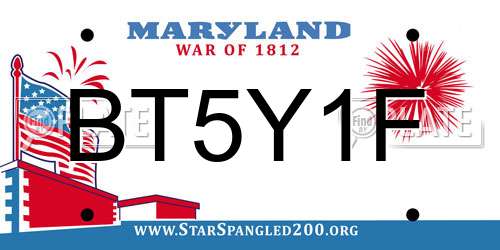 BT5Y1F Maryland License Plate