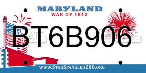 BT6B906 Maryland License Plate