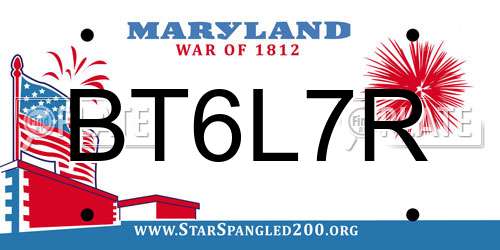 BT6L7R Maryland License Plate