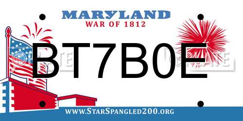 BT7B0E Maryland License Plate