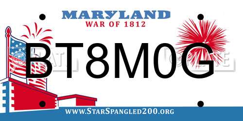 BT8M0G Maryland License Plate