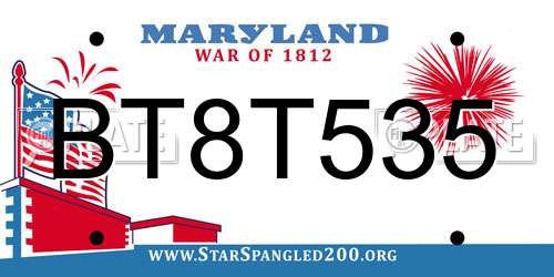 BT8T535 Maryland License Plate