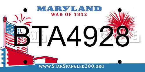 BTA4928 Maryland License Plate