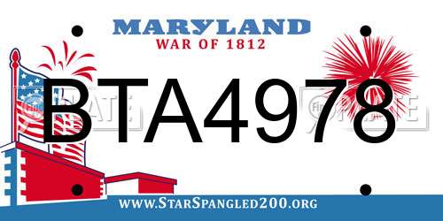 BTA4978 Maryland License Plate