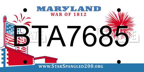 BTA7685 Maryland License Plate