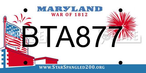 BTA877 Maryland License Plate