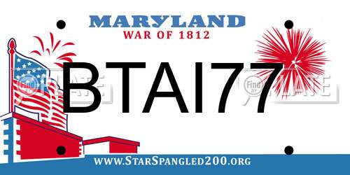 BTAI77 Maryland License Plate