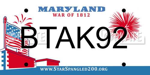 BTAK92 Maryland License Plate