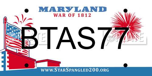 BTAS77 Maryland License Plate