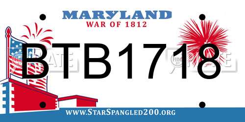 BTB1718 Maryland License Plate
