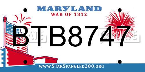 BTB8747 Maryland License Plate
