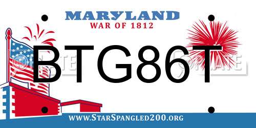 BTG86T Maryland License Plate