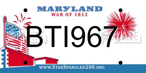 BTI967 Maryland License Plate