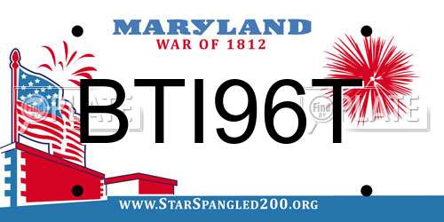BTI96T Maryland License Plate
