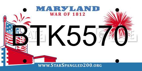 BTK5570 Maryland License Plate