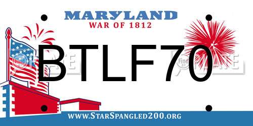 BTLF70 Maryland License Plate
