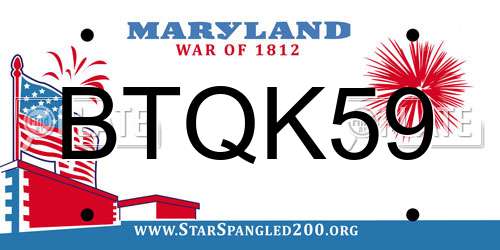 BTQK59 Maryland License Plate
