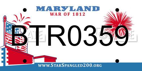 BTR0359 Maryland License Plate