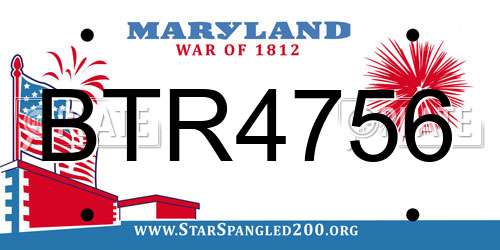 BTR4756 Maryland License Plate