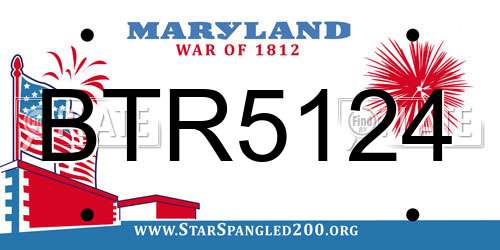 BTR5124 Maryland License Plate