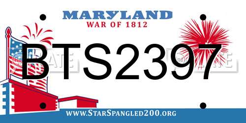 BTS2397 Maryland License Plate