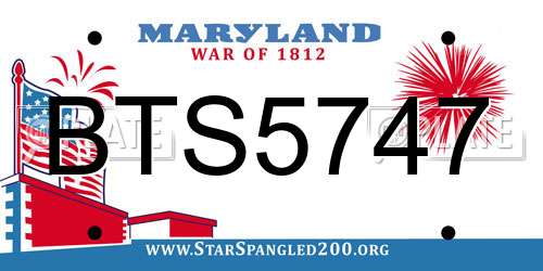 BTS5747 Maryland License Plate