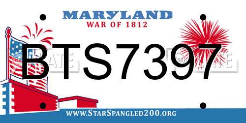 BTS7397 Maryland License Plate