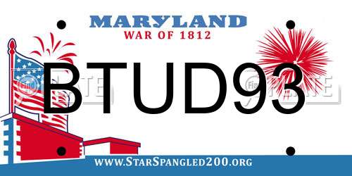 BTUD93 Maryland License Plate