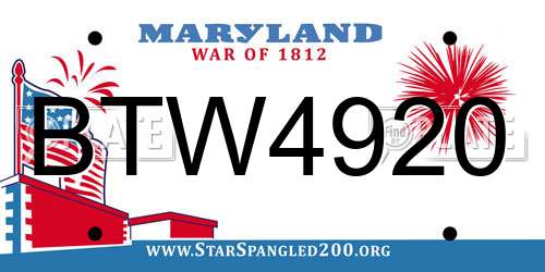 BTW4920 Maryland License Plate