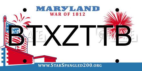 BTXZTTB Maryland License Plate