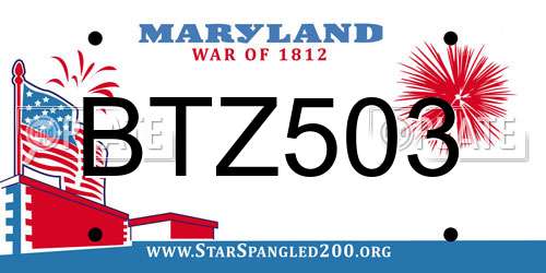 BTZ503 Maryland License Plate