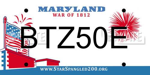 BTZ50E Maryland License Plate