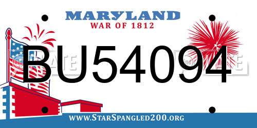 BU54094 Maryland License Plate