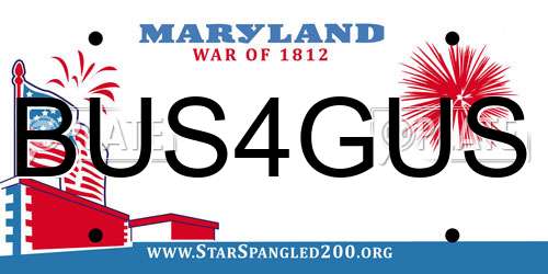 BUS4GUS Maryland License Plate