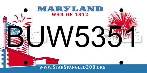 BUW5351 Maryland License Plate