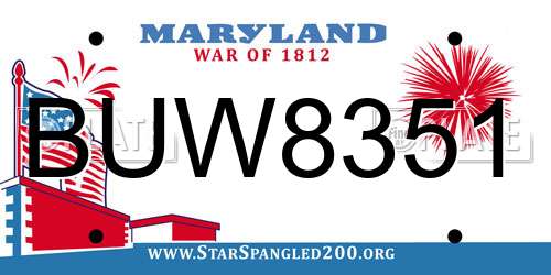 BUW8351 Maryland License Plate