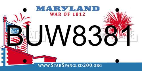 BUW8381 Maryland License Plate