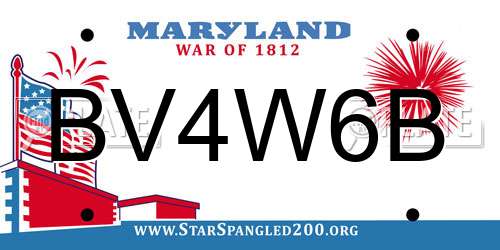 BV4W6B Maryland License Plate